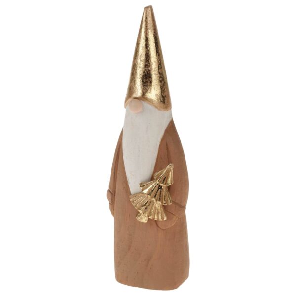 matches21 - Webshop Weihnachtswichtel aus Holz Weihnachtsmann Figur gold braun 20 cm 126719 1 1