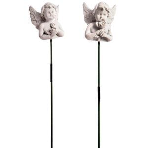 matches21 - Webshop Wetterfeste Engel aus Kunststoff am Stab fuer Grabdeko und Gartendeko Kleine graue Schutzengel Figuren im Set dekorative Grabgestaltung Grabstecker und Grabschmuck Gestecke fuer Friedho 8 41