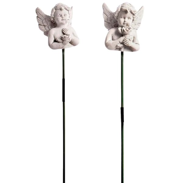 matches21 - Webshop Wetterfeste Engel aus Kunststoff am Stab fuer Grabdeko und Gartendeko Kleine graue Schutzengel Figuren im Set dekorative Grabgestaltung Grabstecker und Grabschmuck Gestecke fuer Friedho 8 1