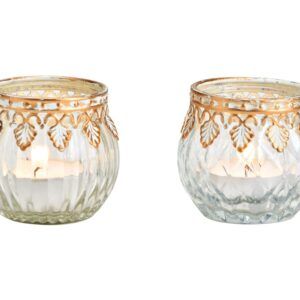 matches21 - Webshop Windlicht orientalisch Kerzenhalter Metall Glas gold Akzent 2er 6x5 cm 125776 1 3