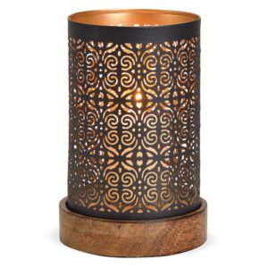 matches21 - Webshop Windlichter Kerzenglaeser Metall orientalisch schwarz gold Holz Sockel 2 Groessen 119581 1 1 20