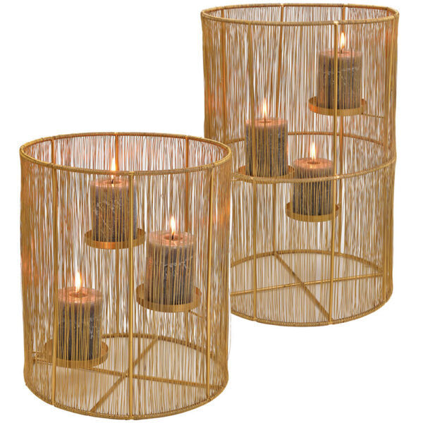 matches21 - Webshop Windlichter Kerzenhalter aus Metallstaeben gold fuer 3 Stumpenkerzen 1 Stk 2 Groessen 122553 1 1 9