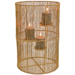 matches21 - Webshop Windlichter Kerzenhalter aus Metallstaeben gold fuer 3 Stumpenkerzen 1 Stk 2 Groessen 122553 2 1 3