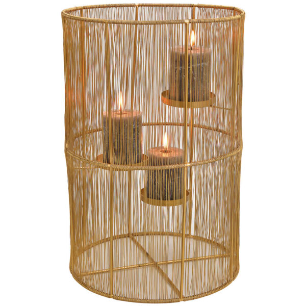 matches21 - Webshop Windlichter Kerzenhalter aus Metallstaeben gold fuer 3 Stumpenkerzen 1 Stk 2 Groessen 122553 2 1 11