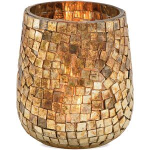 matches21 - Webshop Windlichter Mosaik Dekorationen aus Glas Kerzenhalter Champagner 1 Stk 2 Groessen 121310 1 1 25