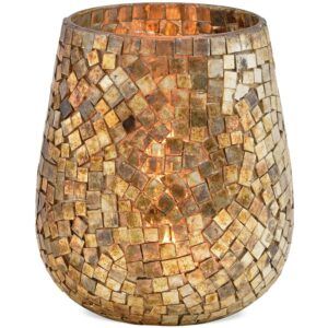 matches21 - Webshop Windlichter Mosaik Dekorationen aus Glas Kerzenhalter Champagner 1 Stk 2 Groessen 121310 2 1 17