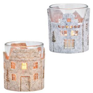 matches21 - Webshop Windlichter Weihnachten Filz grau beige Teelichtglaeser 2 Groessen 126848 2 1 5