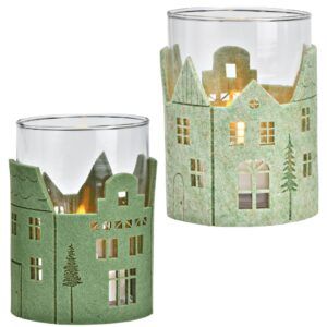 matches21 - Webshop Windlichter Weihnachten Filz gruen Teelichtglaeser 2 Groessen 126851 2 1 13