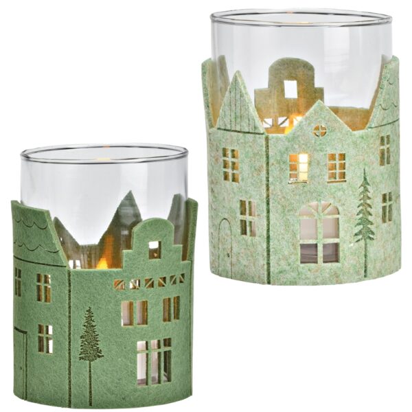 matches21 - Webshop Windlichter Weihnachten Filz gruen Teelichtglaeser 2 Groessen 126851 2 1 9