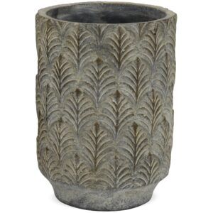 matches21 - Webshop Zementtoepfe Blattmuster Antik Look hoch Blumentopf grau 3 Groessen 124457 2 1 5