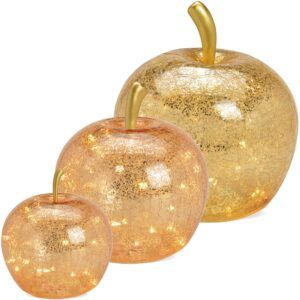 matches21 - Webshop aepfel und LED Lichter und Timer Dekoaepfel Dekoobst Glas Obst gold 1 Stk in 3 Groessen 122659 1 3