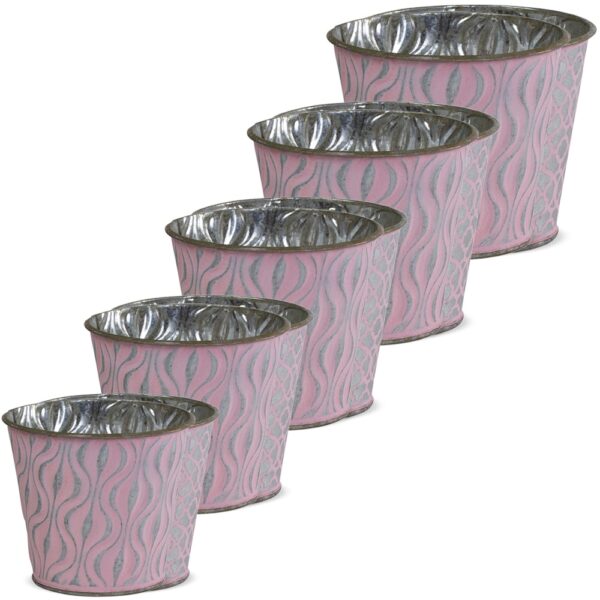 matches21 - Webshop uebertoepfe Blumentoepfe Praegemuster Metall silber rosa 2er Set in 5 Groessen 123639 1 17