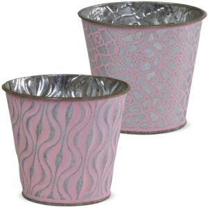 matches21 - Webshop uebertoepfe Blumentoepfe Praegemuster Metall silber rosa 2er Set in 5 Groessen 123639 2 1 26