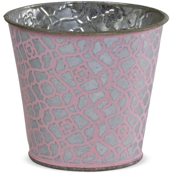 matches21 - Webshop uebertoepfe Blumentoepfe Praegemuster Metall silber rosa 2er Set in 5 Groessen 123639 6 1 23