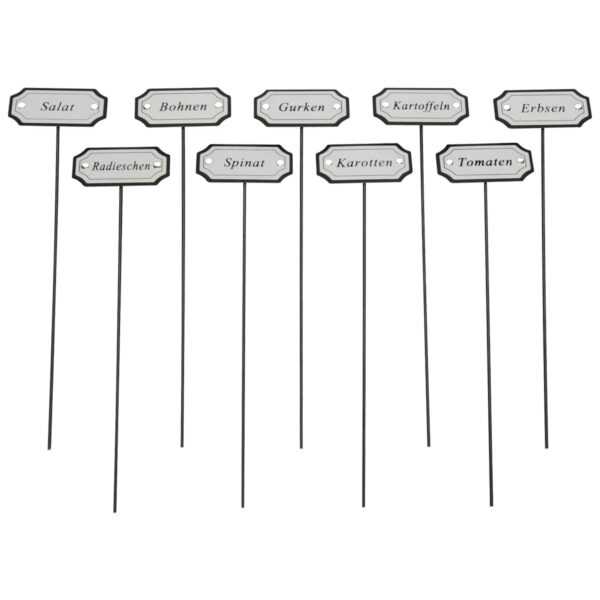 matches21 - Webshop 9 teiliges Kraeuterstecker Set Metall Hochbeet Kraeuterbeet und Gewaechshaus Kraeuterschilder fuer Garten und Balkon Witterungsbestaendige Metall Pflanzenschilder Kraeutergarten 28 cm 2 11