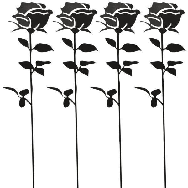 matches21 - Webshop Gartenstaebe Rose Dekostecker fuer innen und aussen 43 cm Wetterfeste aus Eisen Gartendeko fuer Balkon und Garten Schwarz matt Ideal als Gartenstecker Pflanzenstecker und Beet Blumen 1 12