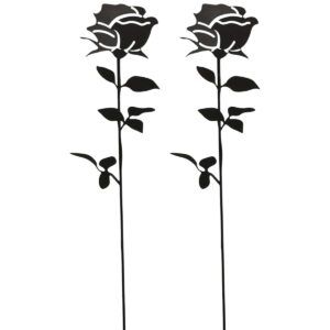 matches21 - Webshop Gartenstaebe Rose Dekostecker fuer innen und aussen 43 cm Wetterfeste aus Eisen Gartendeko fuer Balkon und Garten Schwarz matt Ideal als Gartenstecker Pflanzenstecker und Beet Blumen 3 41