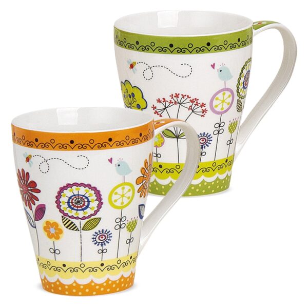 matches21 - Webshop Kaffeetassen Tassen Blumen Motive orange gruen pink Porzellan 36 Stk 11 cm 122090 2