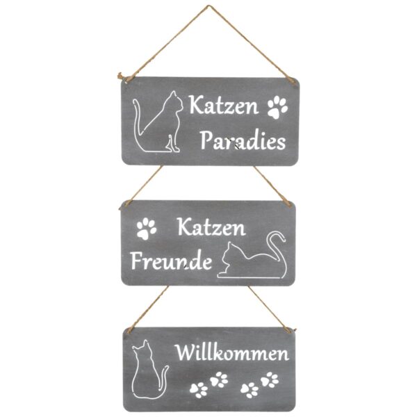 matches21 - Webshop Katzenschilder zum Haengen aus Eisen in Rost und Grau 3er Set mit Katzen Paradies Katzen Freunde Willkommen Wetterfest und langlebig fuer Haustuer Garten und Fenster Perfekt fuer Ka 2 9