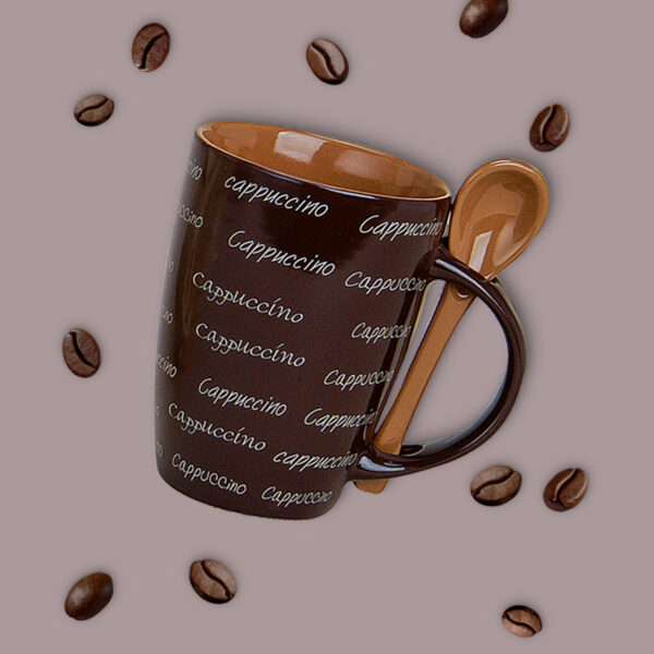 matches21 - Webshop Cappucchino Tassen Becher 36 Stk Kaffeebecher 10 cm 250 ml Keramik Loeffel 102316 2 3